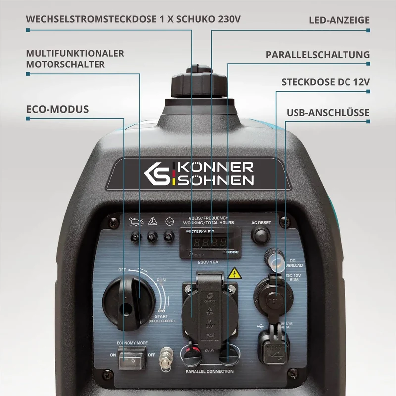 "Könner & Söhnen" Inverter-Generator KS 3100i S - 2.8kW Nennleistung - Benzinmotor - 230V
