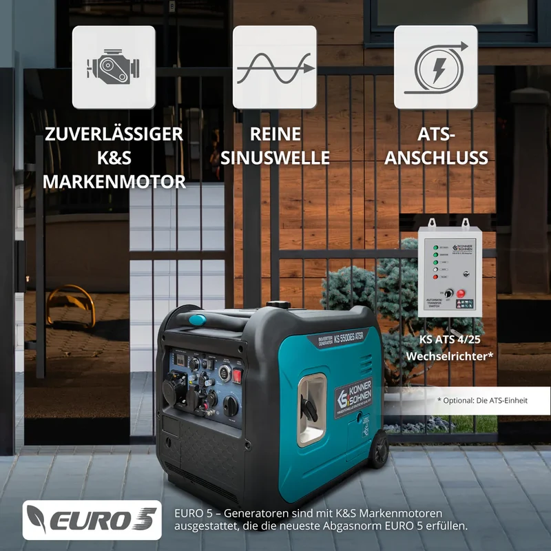 "Könner & Söhnen" Inverter-Generator KS 5500iE S - 5kW Nennleistung - 230V