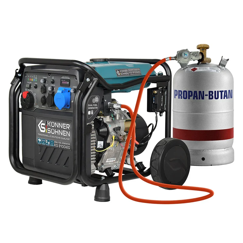 Top-Angebot: "Könner & Söhnen" LPG/Benzin-Inverter-Generator KS 8100iEG - 8kW Nennleistung - Gas-/Benzinmotor