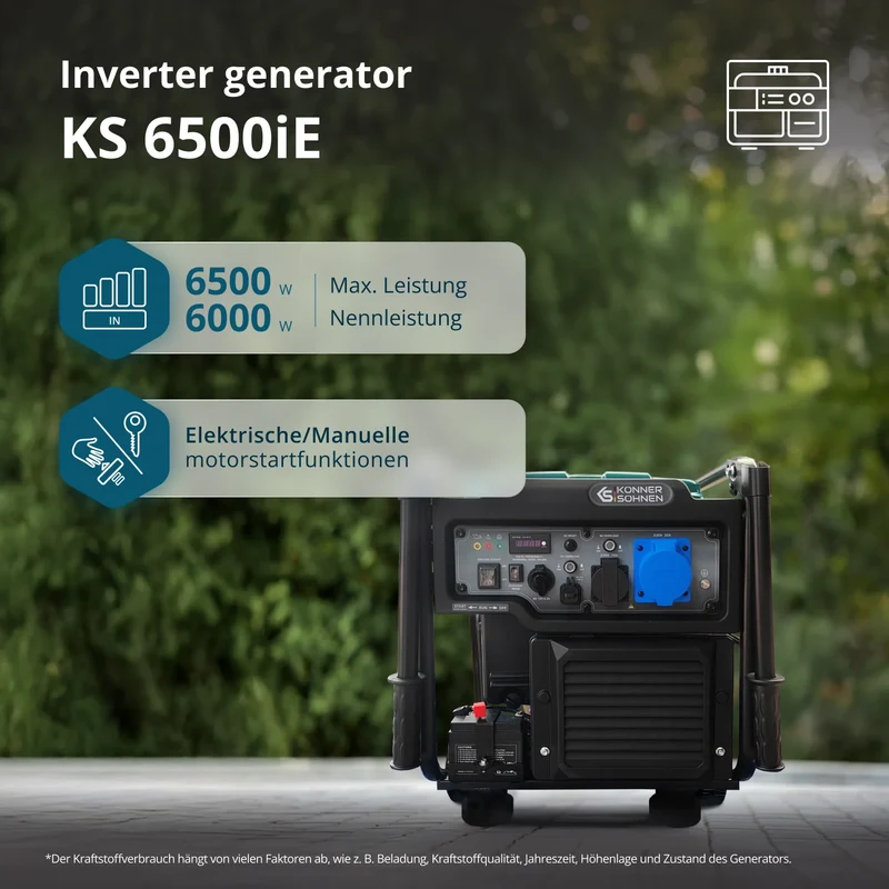 "Könner & Söhnen" Inverter Generator KS 6500iE - 6kW Nennleistung - Benzinmotor - 230V