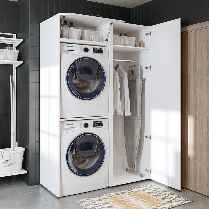 Roomart Waschmaschinenschrank DUO-II, 127 cm, für Waschmaschine und Trockner mit Hochschrank, in 2 Farben