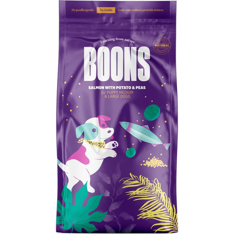 Hundefutter Boons Lachs (für Welpen mittlerer und großer Rassen)