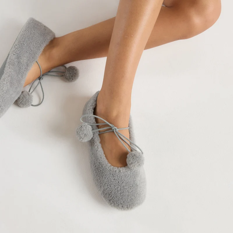 Poppy Ballet-Hausschuhe - Grau