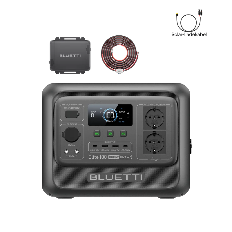 BLUETTI Elite 100 V2+Charger 1 | 1800 W 1024 Wh 560 W Ladegerät (Nur Für Deutschland)