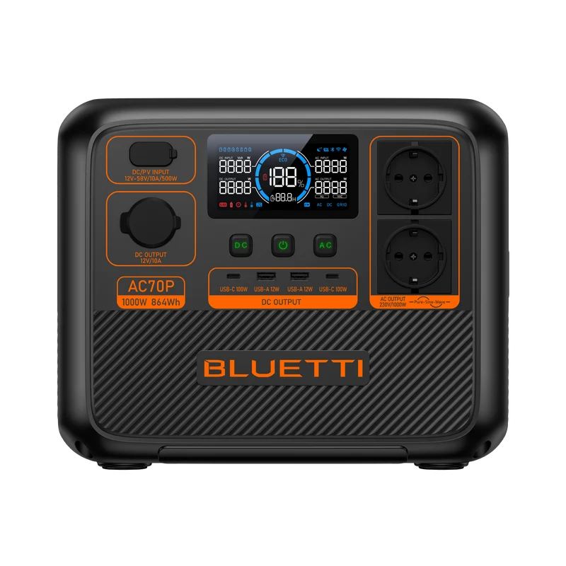 BLUETTI AC70P Tragbare Powerstation | 1000 W 864 Wh