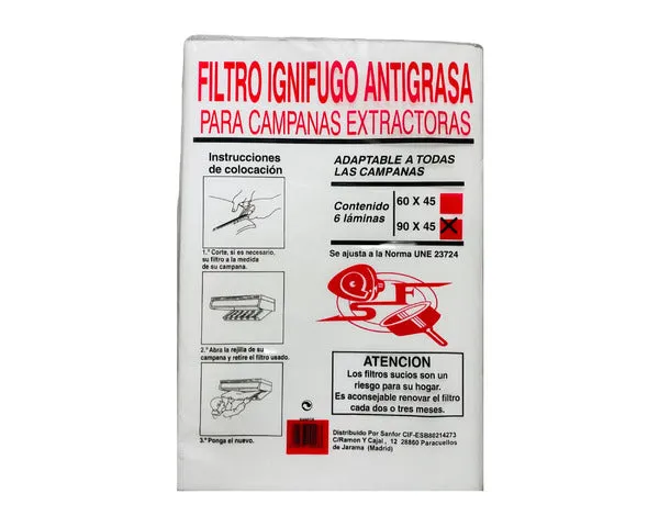 PAPIERFILTER DUNSTABZUGSHAUBE 90x45 6 STÜCK
