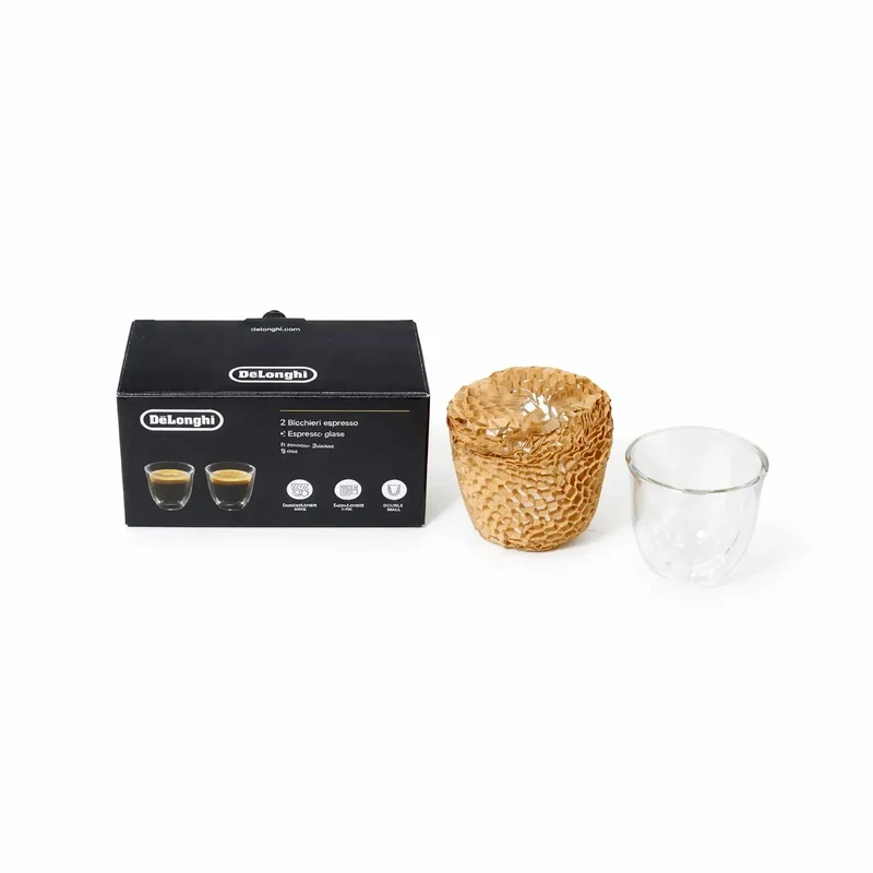 DeLonghi Espressotassen AS00009914 - Set mit 2 doppelwandigen Bechern aus Borosilikatglas 90 ml