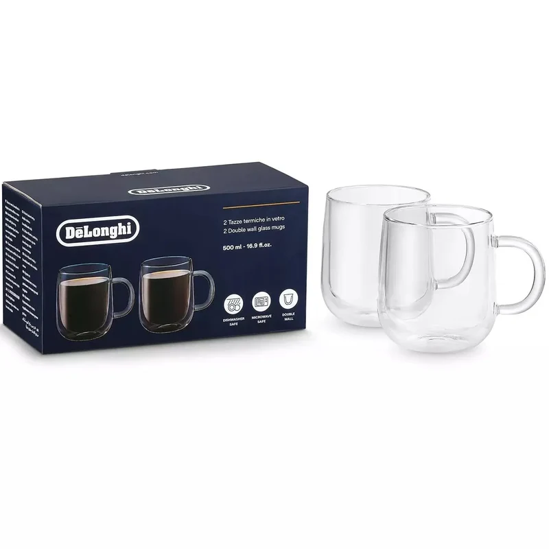 DeLonghi doppelwandige Glasbecher, 500 ml, 2er-Pack DLSC327
