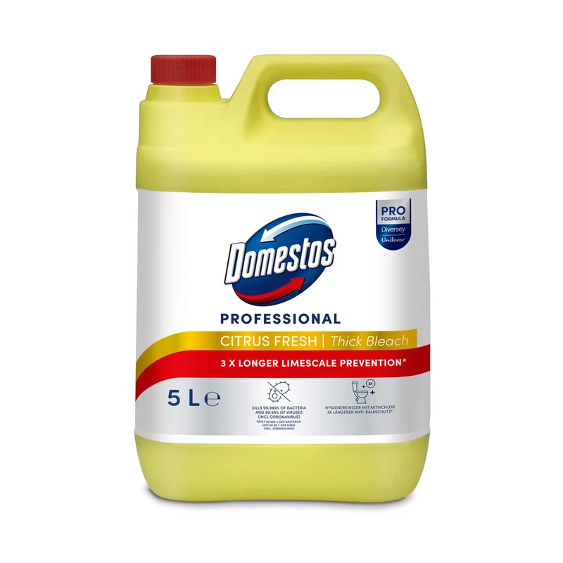 Domestos Professional Hygienereiniger Citrus 5L - Desinfizierendes Bleichmittel mit 3x längerem Kalkschutz