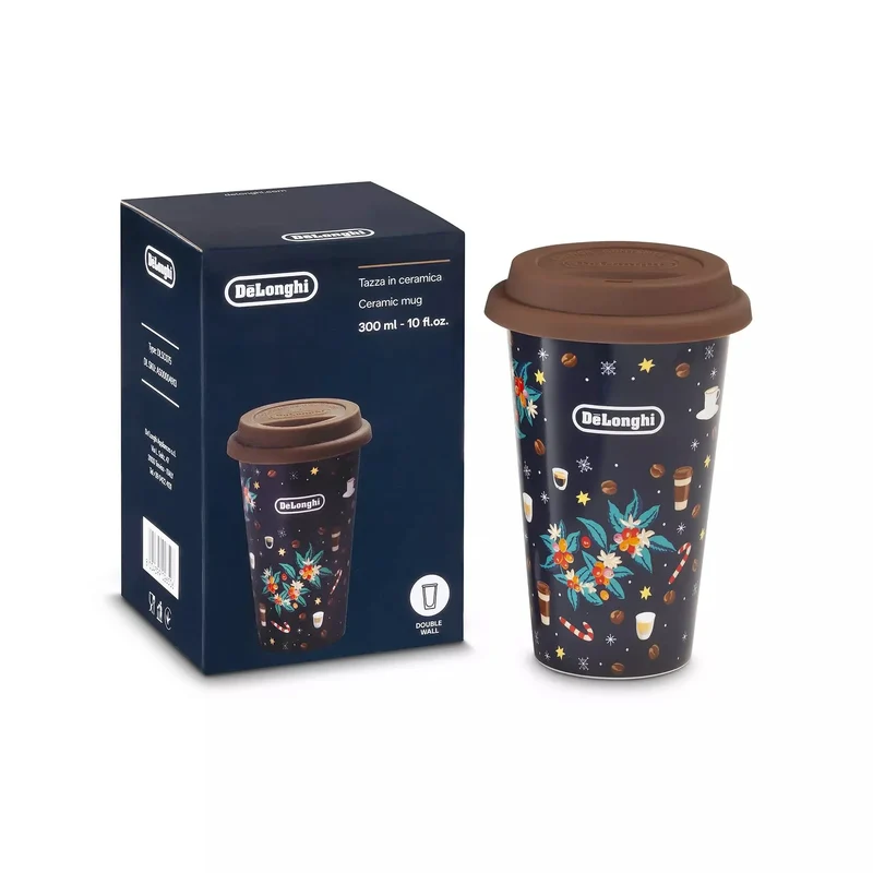 DeLonghi Keramik-Thermobecher und Silikondeckel Weihnachten 300 ml DLSC075
