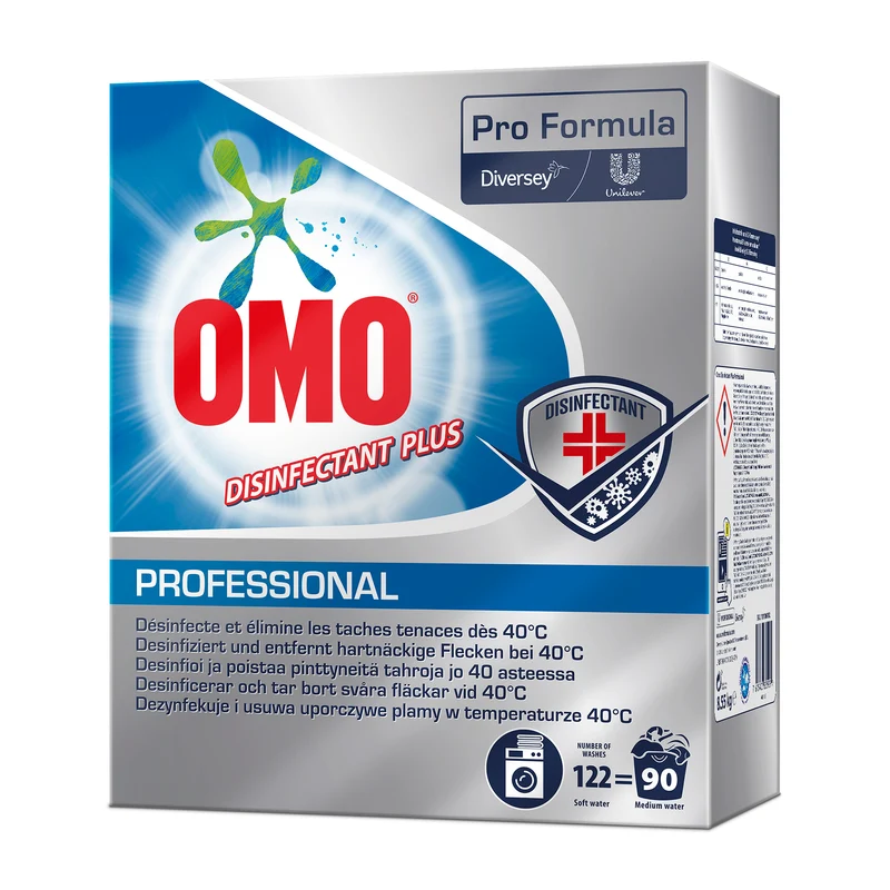 Omo Professional Disinfectant Plus 8,55kg - Desinfizierendes Textilwaschmittelpulver, aktiv bei 40°C