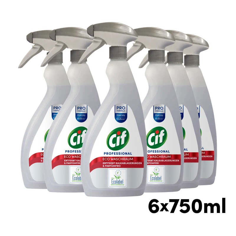 Cif Professional ECO Badreiniger 6x0,75L gebrauchsfertiger Badreiniger für alle Oberflächen im Bad
