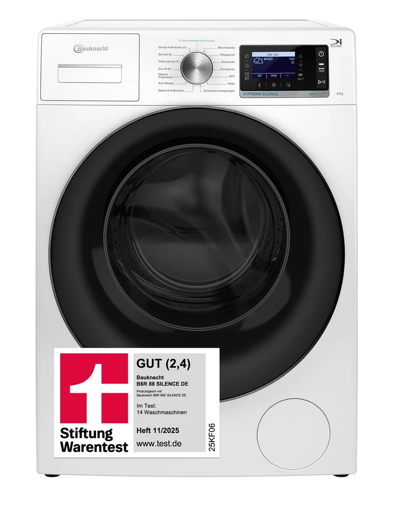 Bauknecht B6R 88 Waschmaschine 8kg ZEN-Motor leise Dampftechnologie 1400 U/min Stiftung Warentest GUT