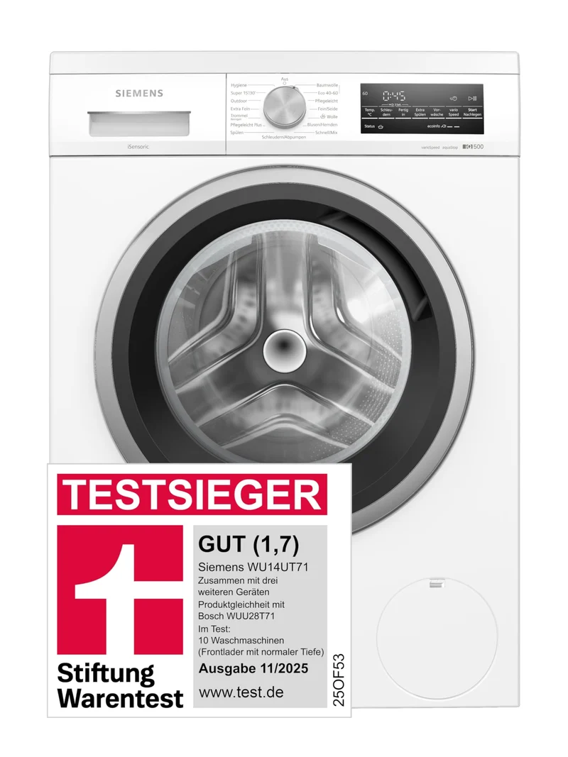 Siemens WU14UT71 Unterbau-Waschmaschine 8 kg 1400 UpM Antiflecken-System smartFinish VarioSpeed