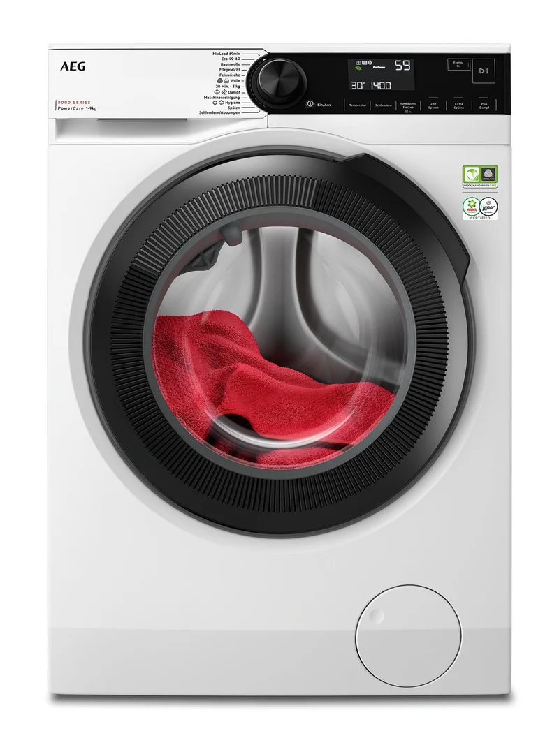 AEG Waschmaschine 9kg Serie 8000 PowerCare Dampffunktion A-10% 1400 U/min