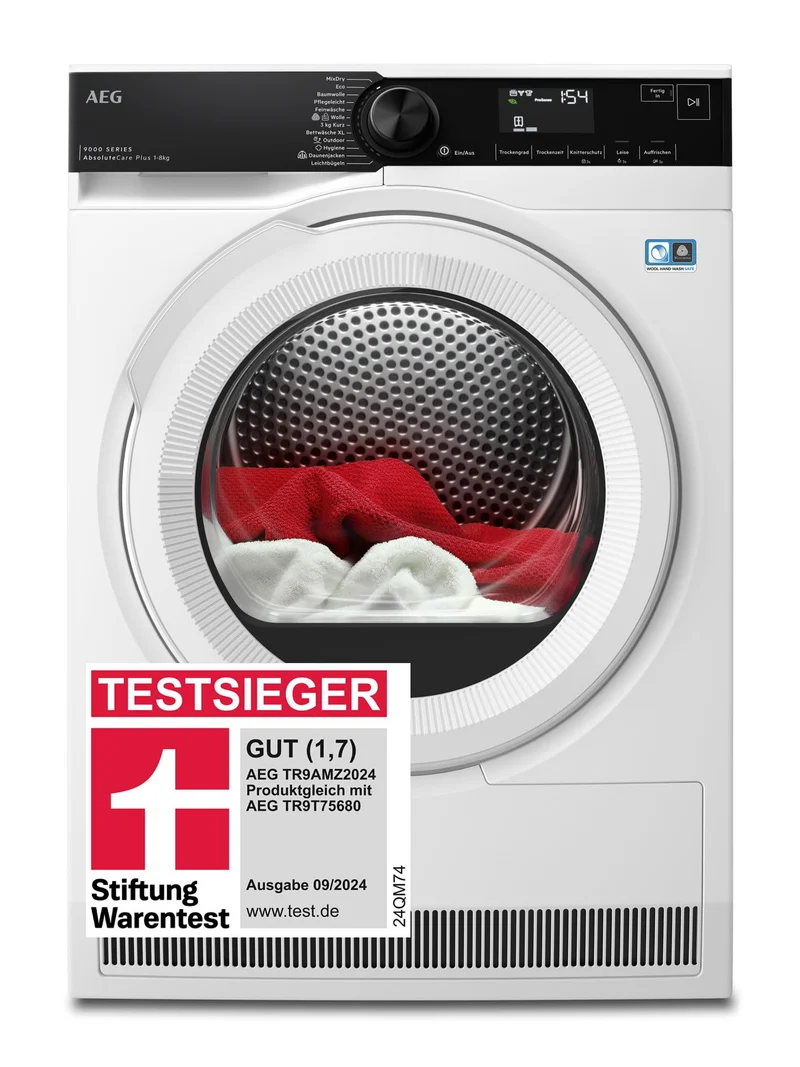 AEG Wärmepumpentrockner 8 kg Serie 9000 AbsoluteCarePlus 3D-Scan Daunentrocknung Hygiene-Programm