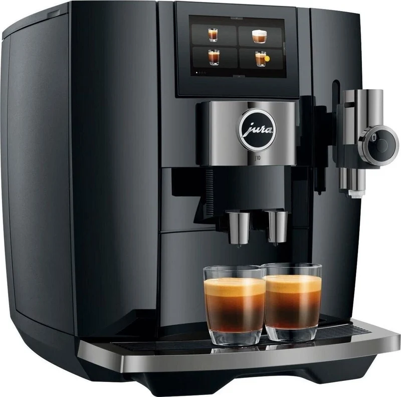 JURA J10 Kaffee-Vollautomat Piano Black, Latte Macchiato/Cappuccino/Milchkaffee TOP