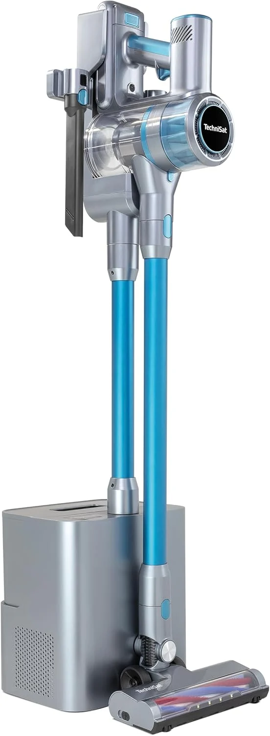 TechniSat TECHNIMAX AS3 Plus – Akku Staubsauger mit Absaugstation, bis 60 Min. Laufzeit, selbstentleerend