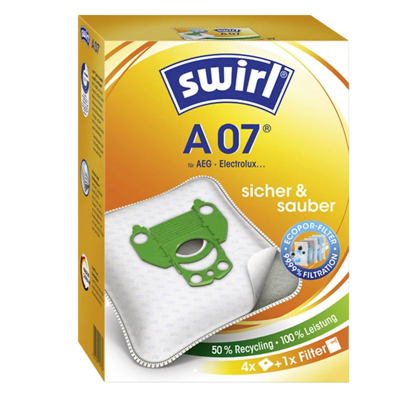 4 Staubsaugerbeutel Swirl A07 EcoPor Filter geeignet für AEG, Electrolux