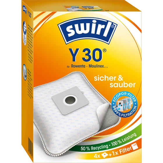 4 Staubsaugerbeutel Swirl Y30 passend für Rowenta, Moulinex