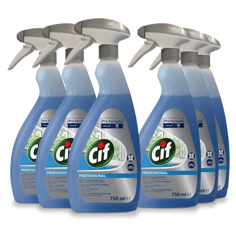 Cif Professional Fensterreiniger u. Glasreiniger 6x0,75L Sprühflasche