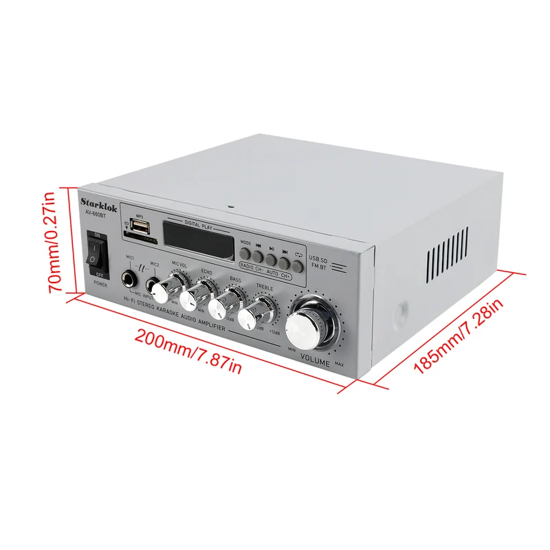 800W 2.1CH Bluetooth Stéréo HiFi Home Audio Voiture Amplificateur AMP Haut-parleur