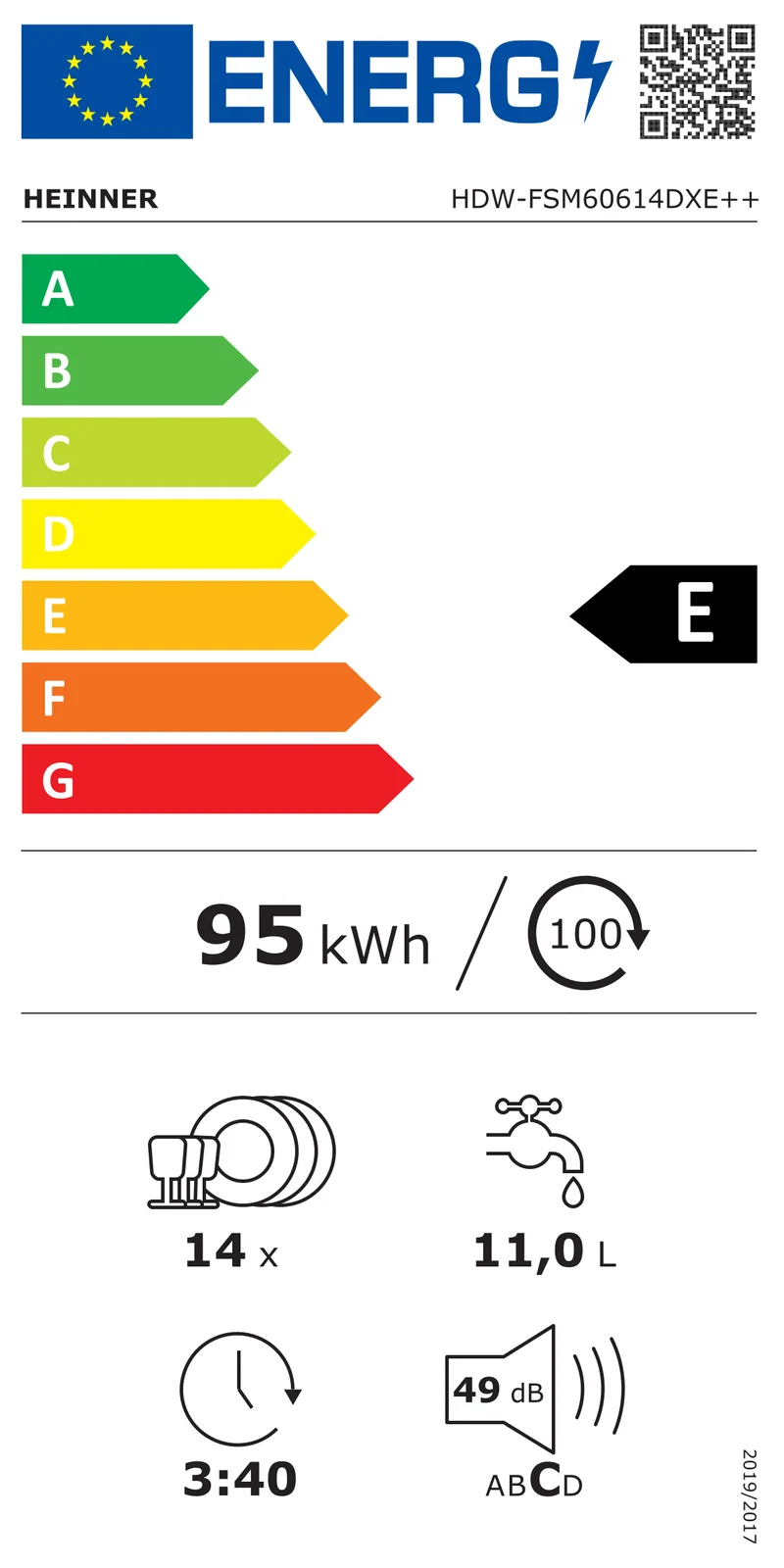 Heinner HDW-FSM60614DXE freistehender Geschirrspüler – 14 Maßgedecke – AquaStop – Energieklasse E – Edelstahl