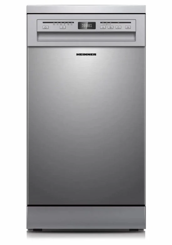 Heinner HDW-FSM45609DXE freistehender Geschirrspüler – 9 Maßgedecke – AquaStop – Energieklasse E – Edelstahl