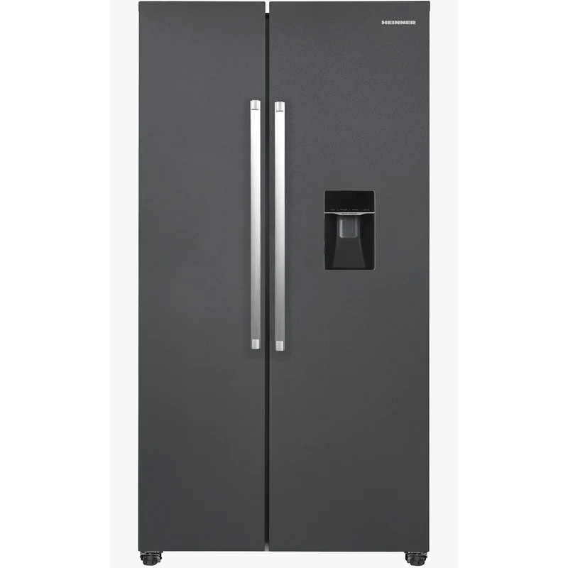 Heinner HSBS-HM529NFINVDGWDE++ Amerikanischer Kühlschrank mit Wasserspender 529 L – No Frost – Inverter Kompressor – Anthrazit