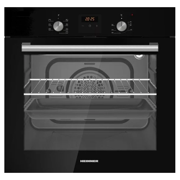 Heinner HBO-S568LDTGC-BK Einbaubackofen – 56 L – 7 Funktionen – Heißluft, Grill & Timer – LED Touch – Energieeffizienzklasse A – Schwarz