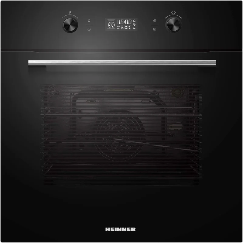Heinner Einbaubackofen HBO-M7010GCDRP-GBK – 70 L – pyrolytische Selbstreinigung – Heißluft, Grill, Fermentation – Touch-Display – Energieeffizienzklasse A – schwarzes Glas – 5 Jahre Garantie