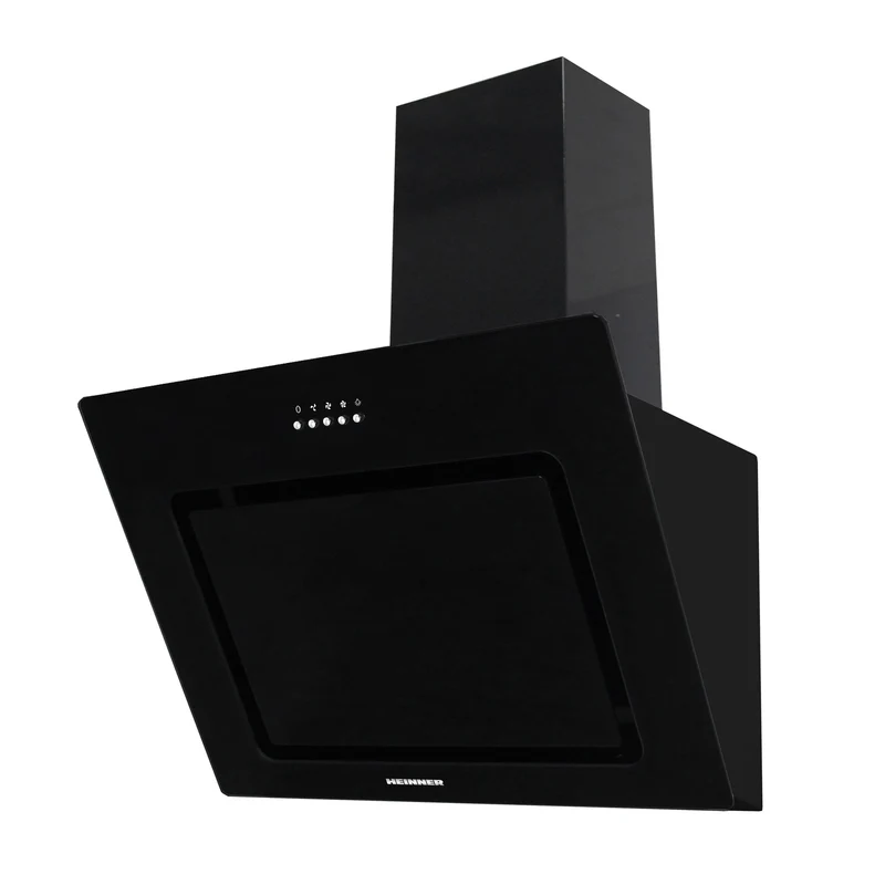Heinner DCH-650RGBK Dunstabzugshaube schräg – 60 cm – 3 Geschwindigkeiten – schwarz