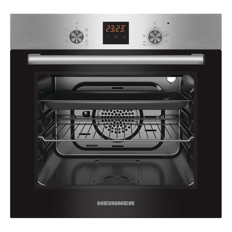 Heinner Einbaubackofen HBO-S567LDTGC-IX – 56 Liter – Heißluft – Grill – LED
