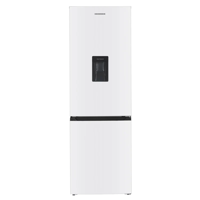 Heinner HC-HM313WDE++ Kühl-Gefrierkombination mit Wasserspender – 313 L – Energieklasse E – Einstellbarer Thermostat – LED-Beleuchtung – Reversible Tür – Weiß – 5 Jahre Garantie