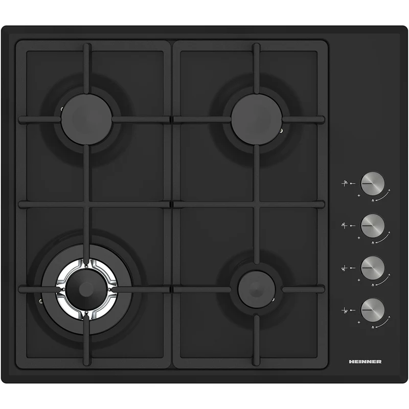 Heinner HBH-S4IWF-BK Einbau-Gaskochfeld – 4 Brenner – Wokbrenner – Schwarz