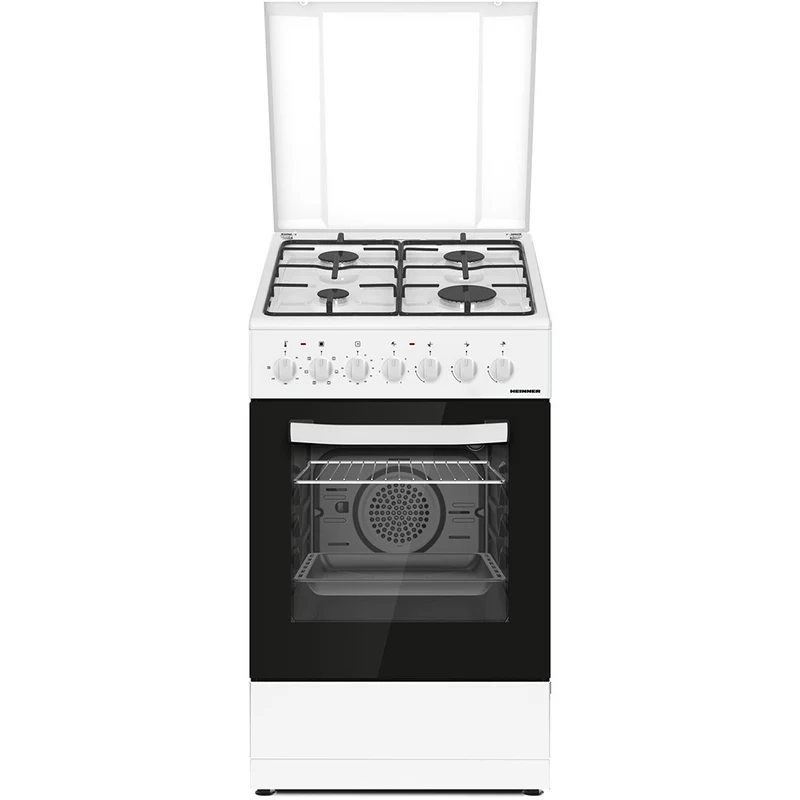 Heinner Gasherd HFSC-S60LITGC-WH – 60 cm – 4 Zonen – Backofen mit 7 Funktionen – Grill – Weiß