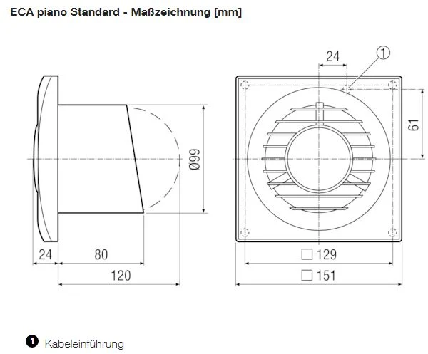 Maico ECA-PIANO-STANDARD Kleinraum-Ventilator Standardausführung, 0084.0080