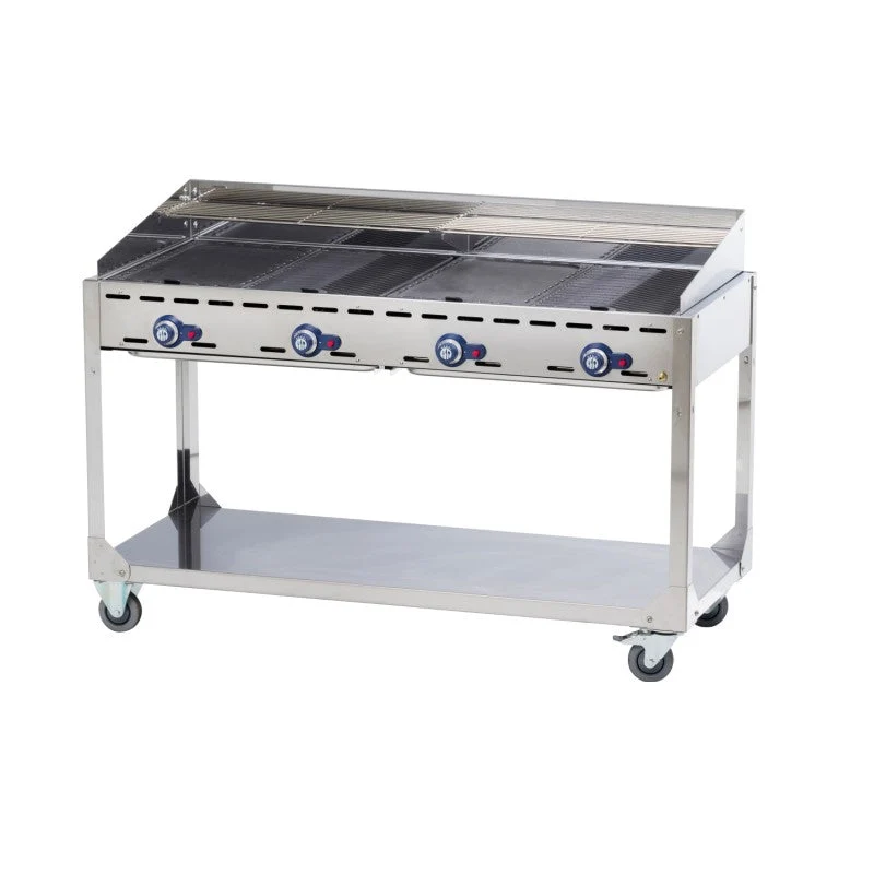 HENDI Gastro-Grill Gas Green Fire 4 Brenner mit Rollgestell