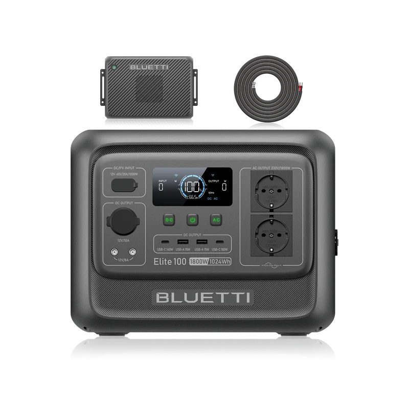 BLUETTI Elite 100 V2+Charger 2 | 1.800 W | 1.024 Wh | 1.200-W-Auto- + Solar-Doppelladegerät (Nur Für Deutschland)