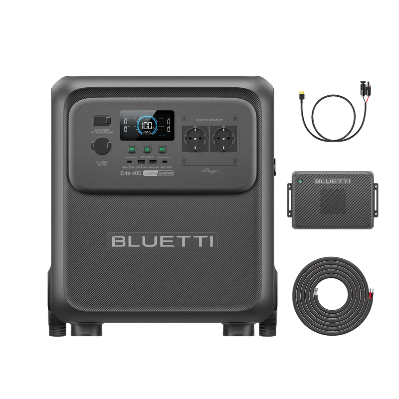BLUETTI Elite 400+Charger 2 | 2.600W 3.840Wh 1.200W Auto + Solar-Doppel-Ladegerät (Nur Für Deutschland)